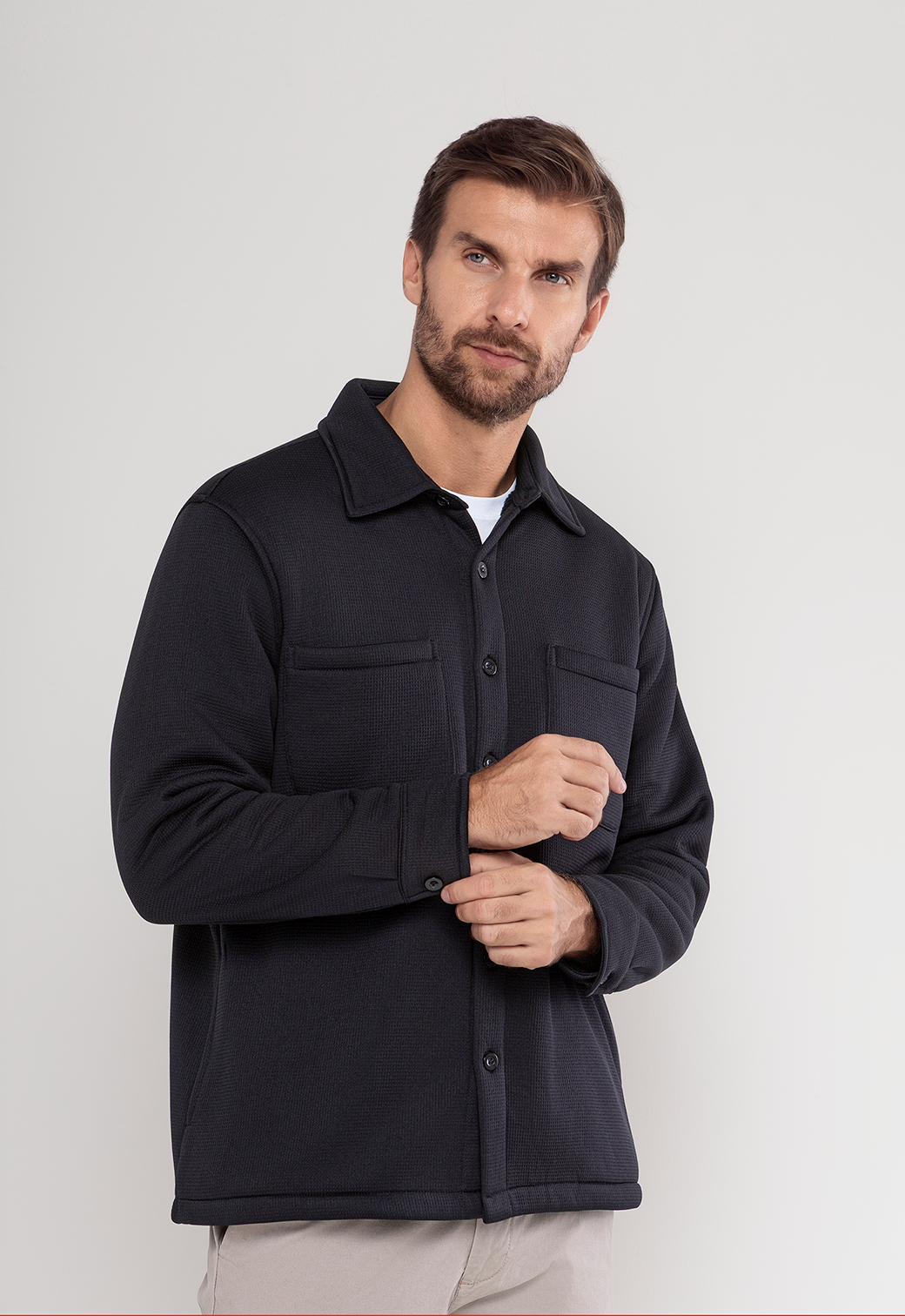 Camisa Premium Forrada Em Sherpa Preta