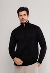 Suéter Peluciado Meio Zip  Preto