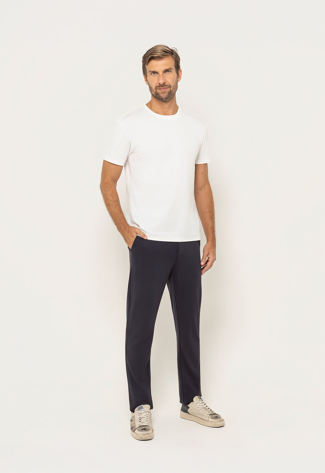 Calça Ponto Roma Ajuste Cos Marinho