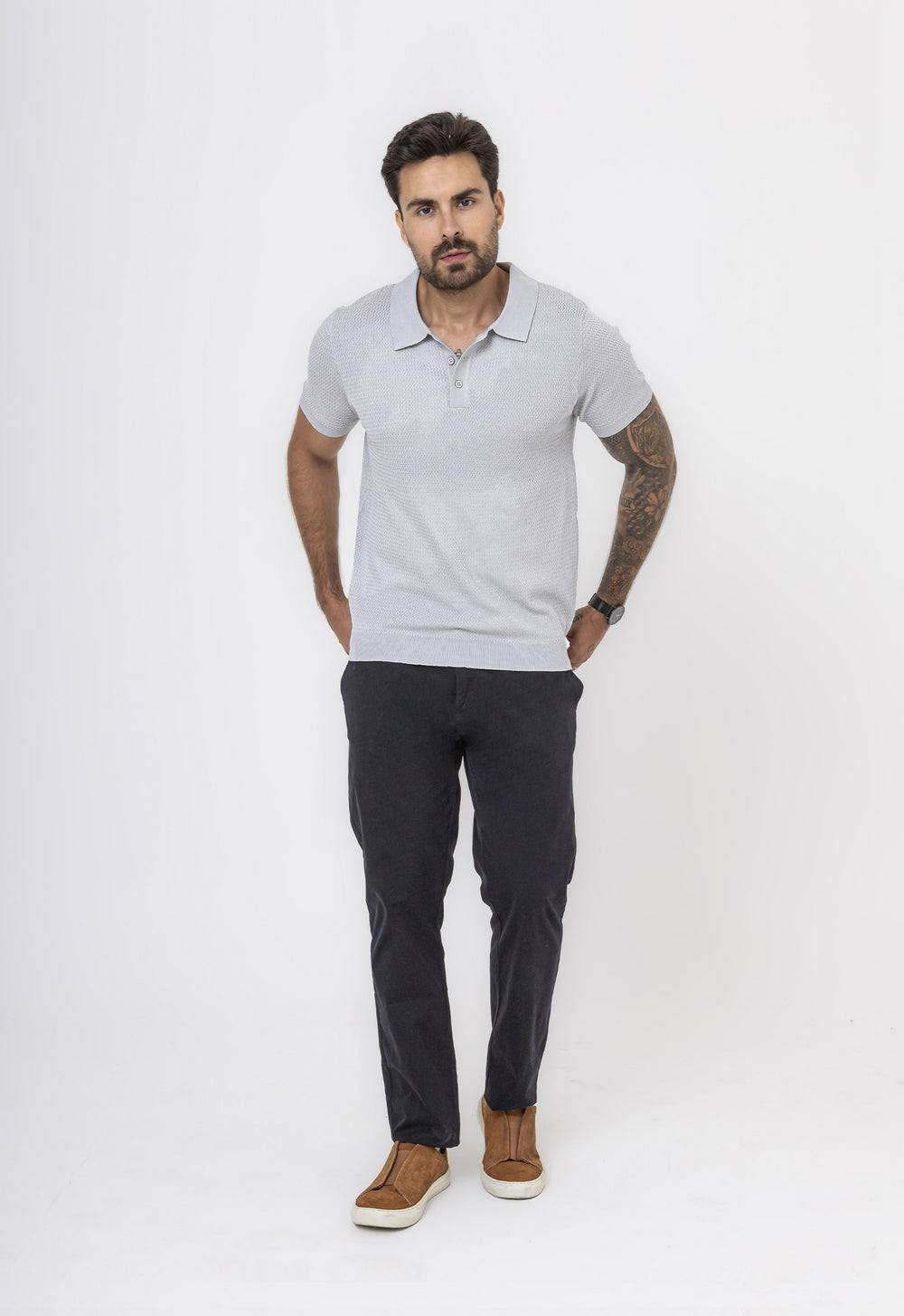 Polo Tricot Metropolitan Cinza