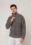 TRICOT MESCLADO MEIO ZIP MARROM