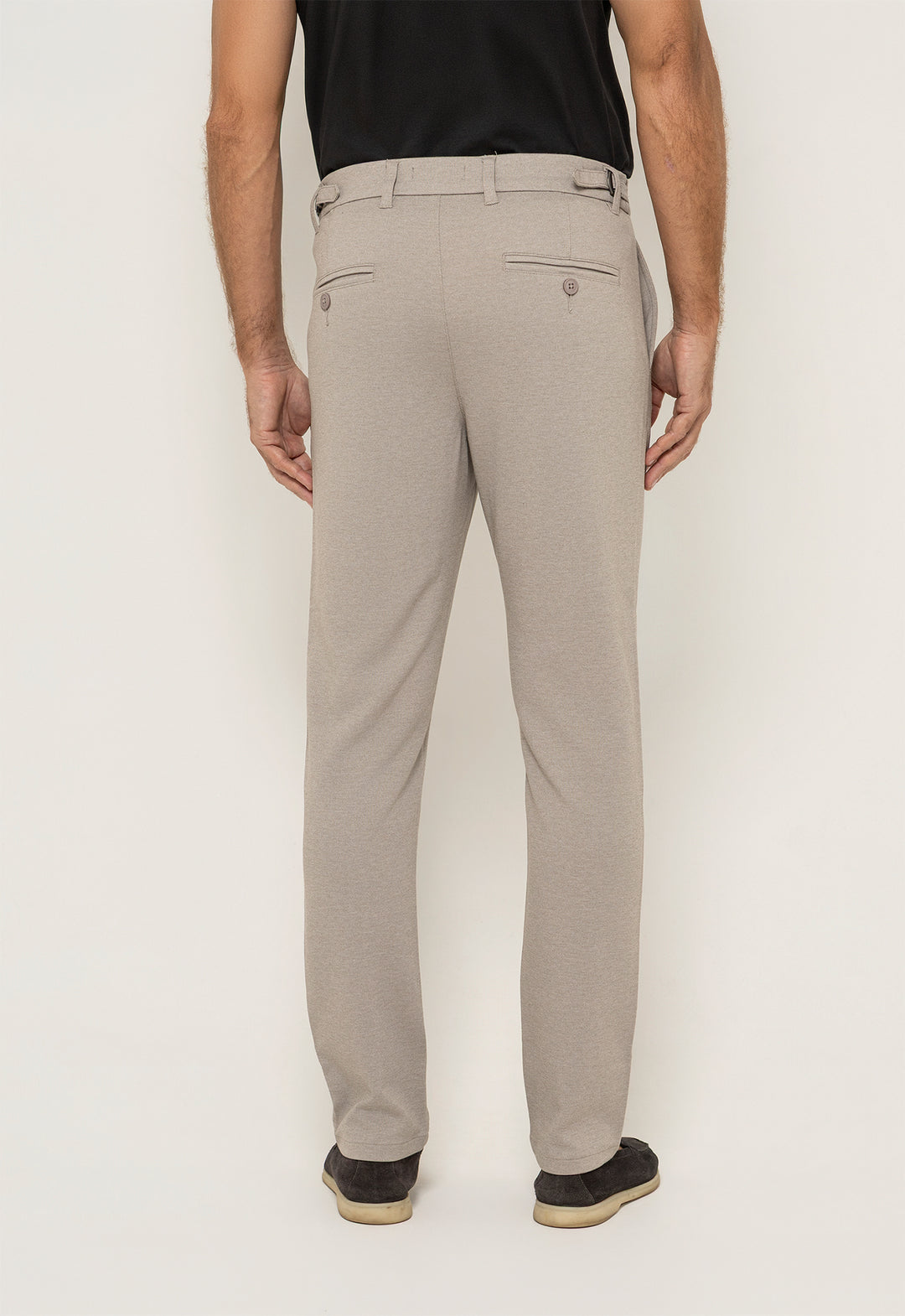 Calça Malha Ajuste Cos Bege Mescla