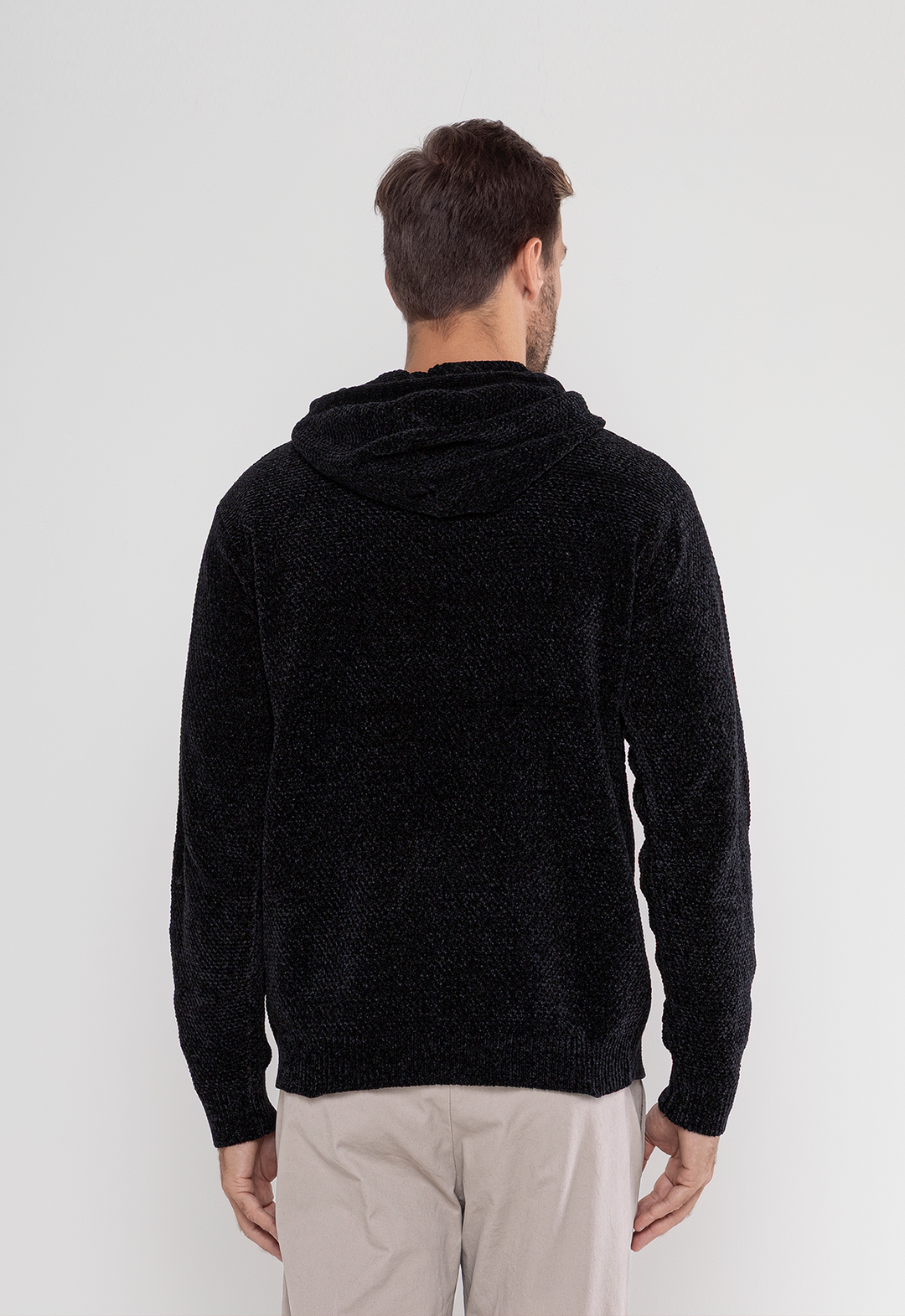 Tricot Mesclado C/ Capuz Preto