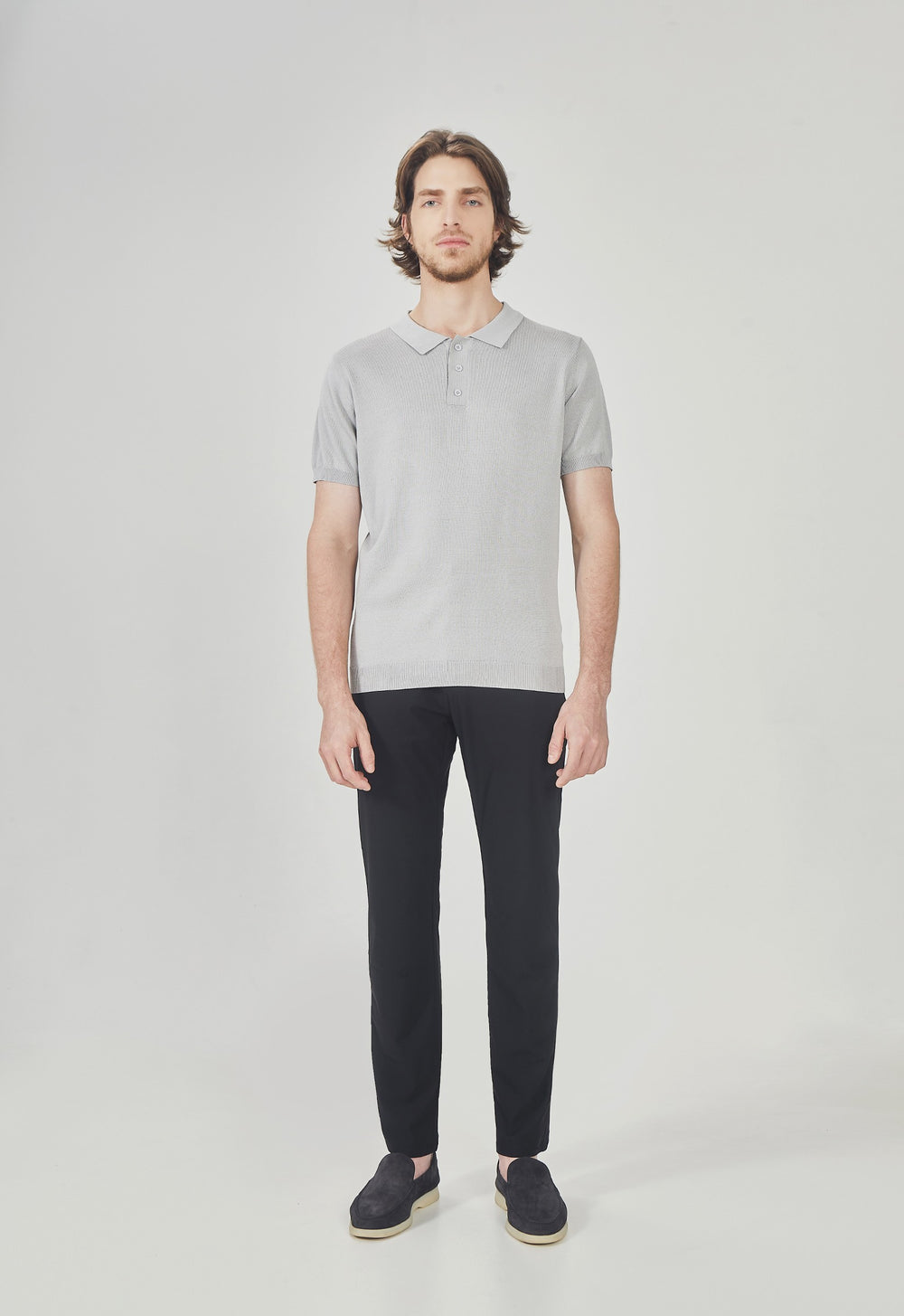 Polo Tricot Design Cinza