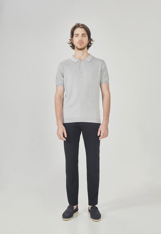 Polo Tricot Design Cinza