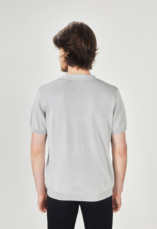 Polo Tricot Design Cinza