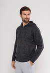 Tricot Mesclado Zip C/ Capuz Preto