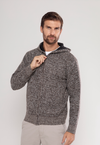 Tricot Mesclado Zip C/ Capuz Marrom