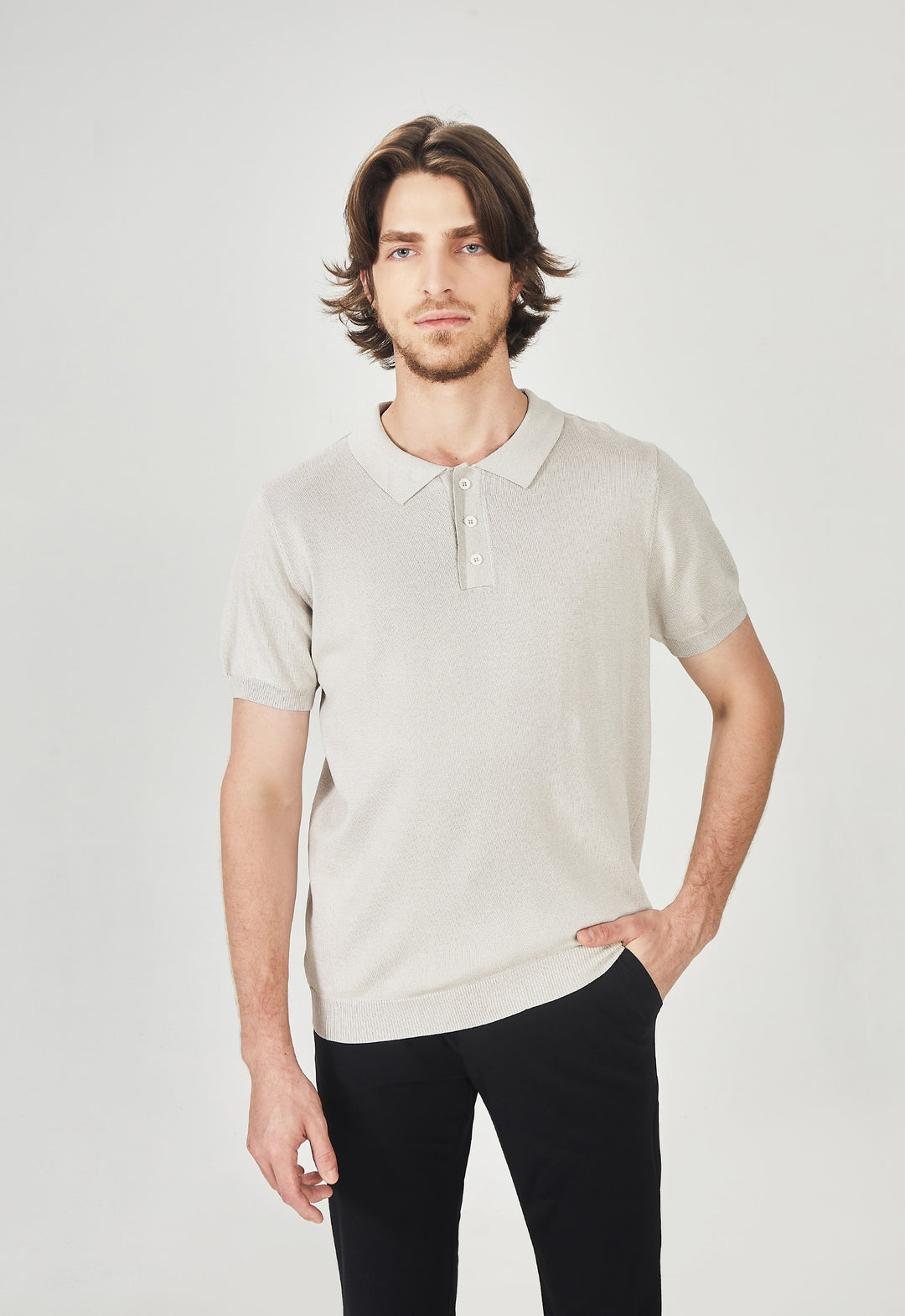 Polo Tricot Design Bege