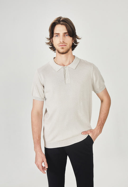 Polo Tricot Design Bege