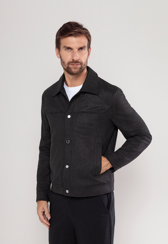 Jaqueta Suede Texturizada Classic Preta