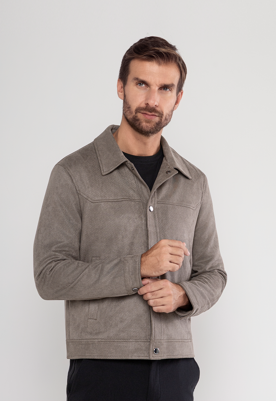 Jaqueta Suede Texturizada Classic Cinza