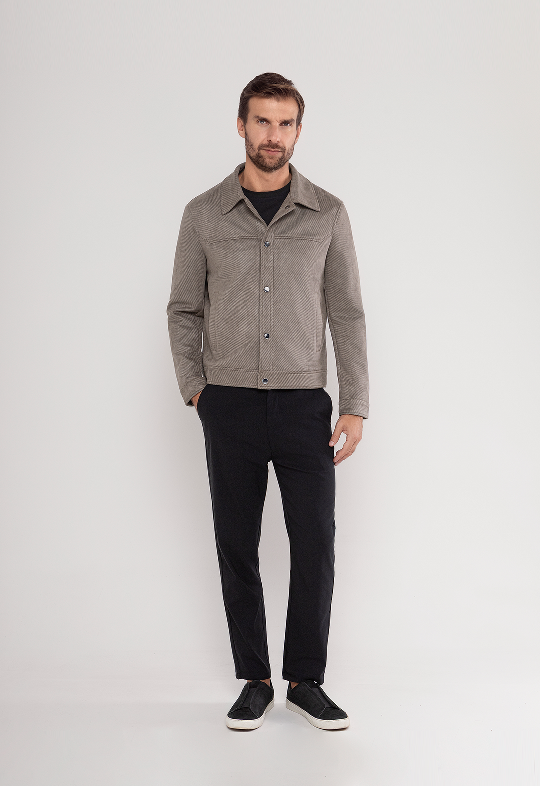 Jaqueta Suede Texturizada Classic Cinza