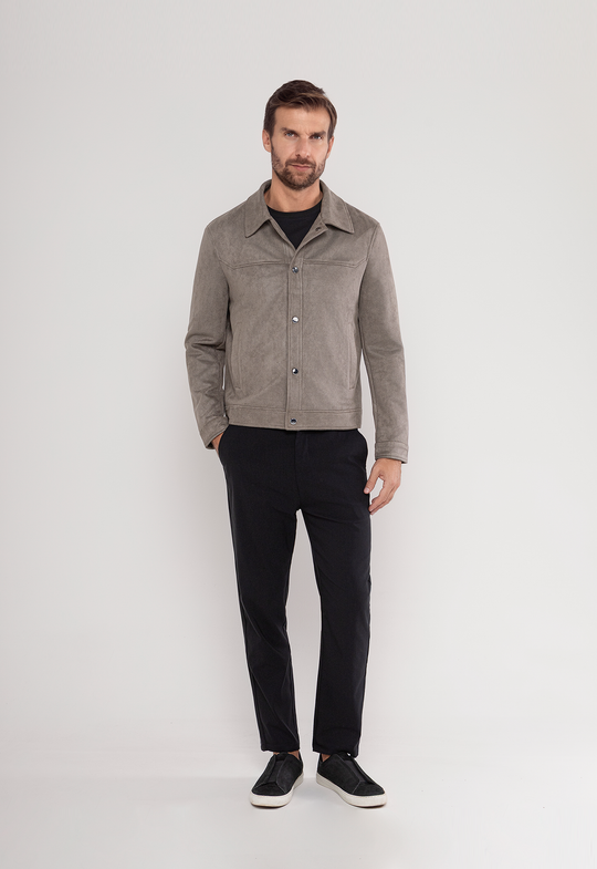 Jaqueta Suede Texturizada Classic Cinza