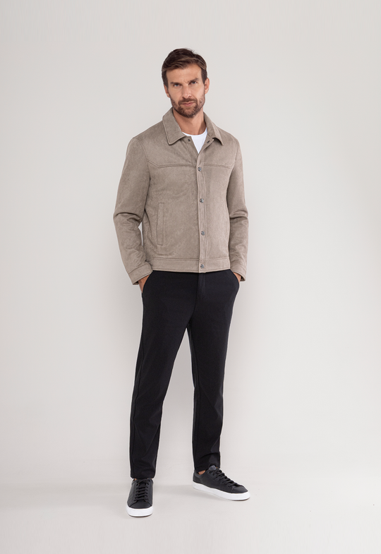 Jaqueta Suede Texturizada Classic Caqui