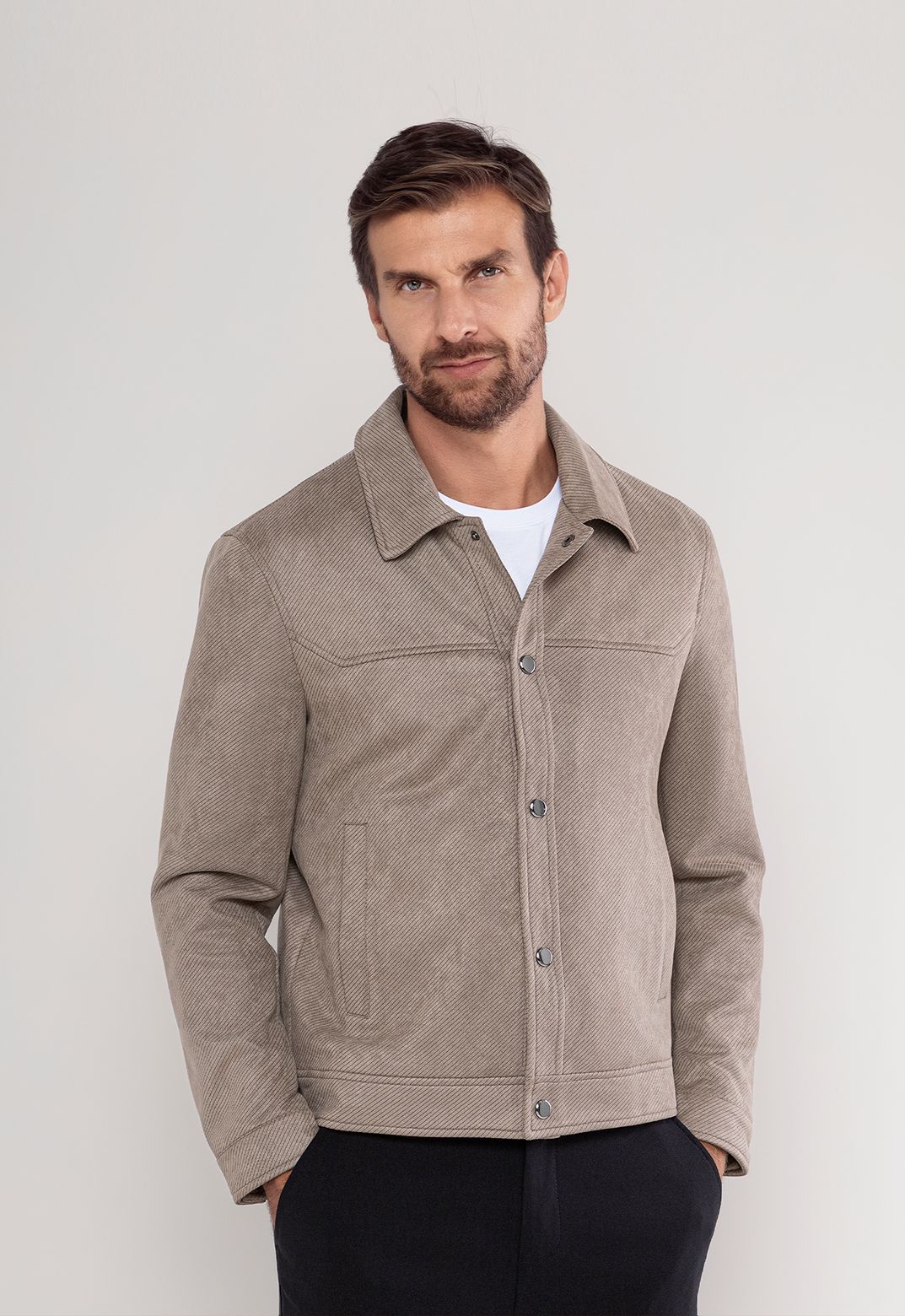 Jaqueta Suede Texturizada Classic Caqui