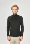Suéter Toque Cashmere Meio Zip Verde Militar
