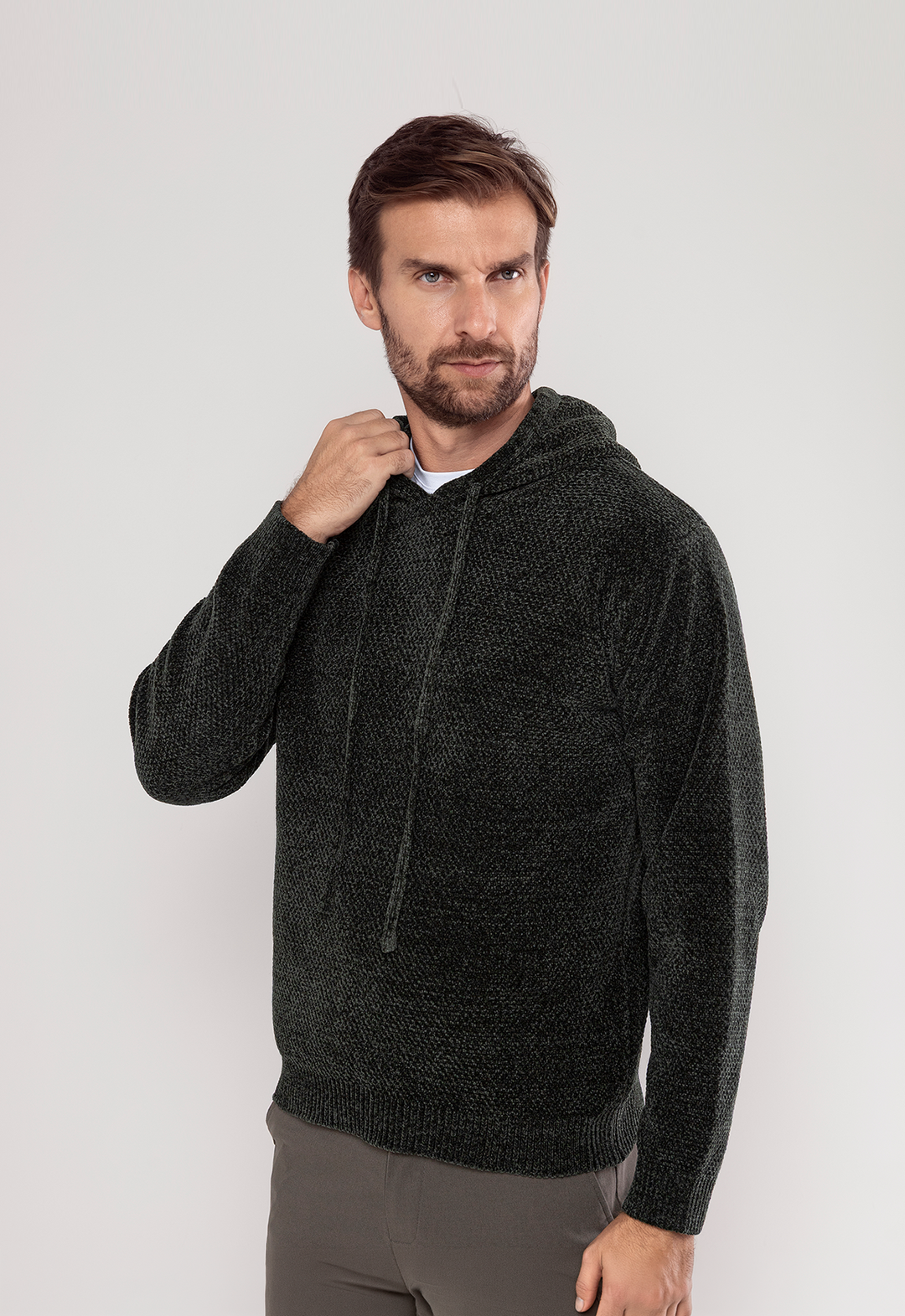 Tricot Mesclado C/ Capuz Verde