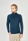 Suéter Toque Cashmere Meio Zip Petróleo