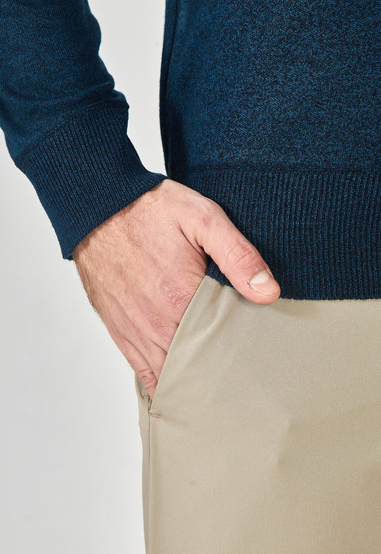 Suéter Toque Cashmere Meio Zip Petróleo