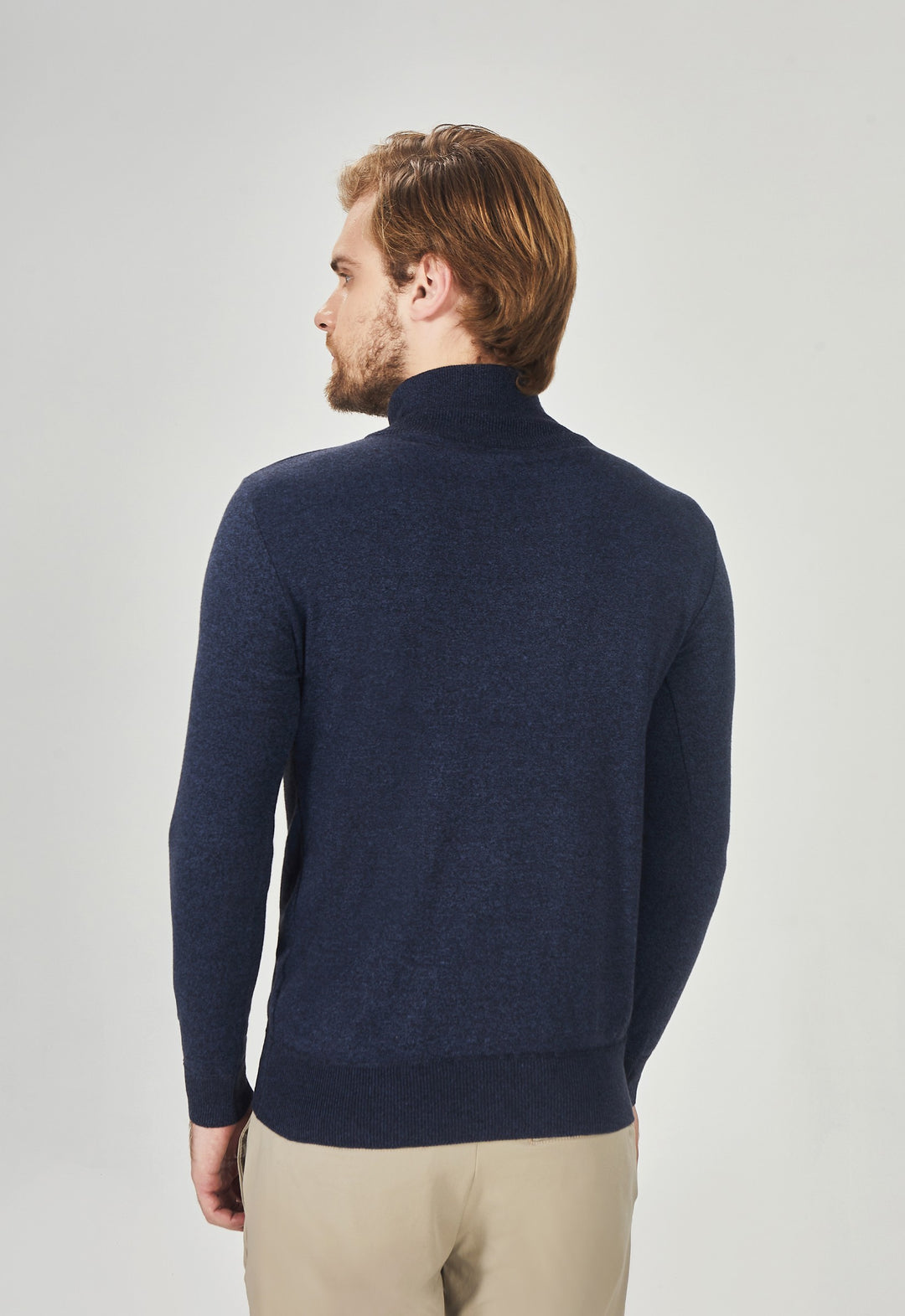 Suéter Toque Cashmere Meio Zip Marinho