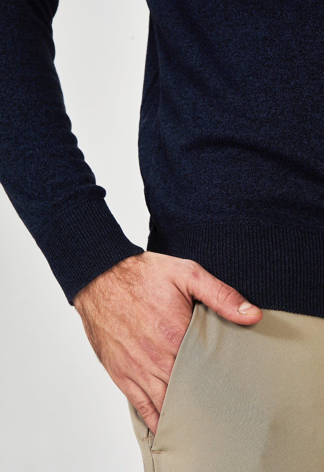 Suéter Toque Cashmere Meio Zip Marinho