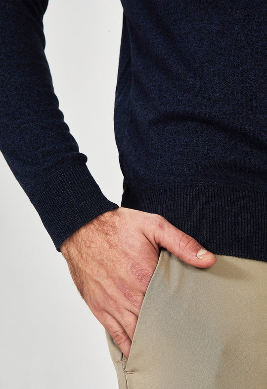 Suéter Toque Cashmere Meio Zip Marinho