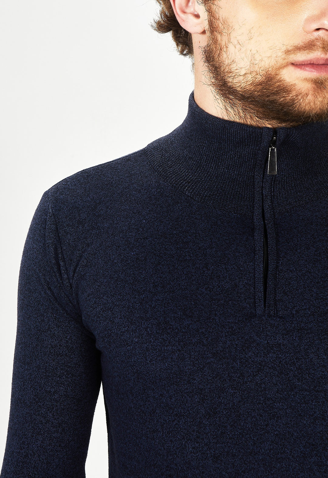 Suéter Toque Cashmere Meio Zip Marinho