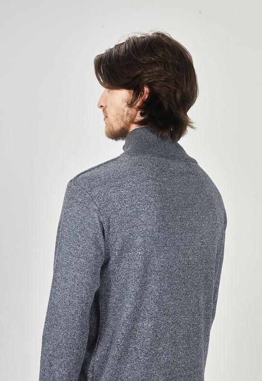 Suéter Toque Cashmere Meio Zip Cinza