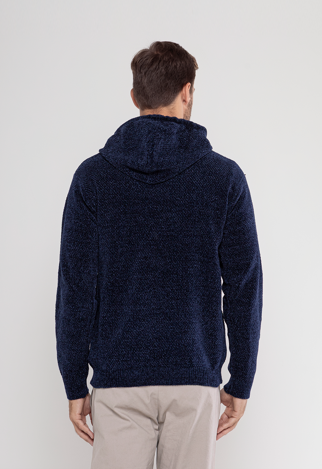 Tricot Mesclado C/ Capuz Azul