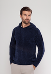 Tricot Mesclado C/ Capuz Azul