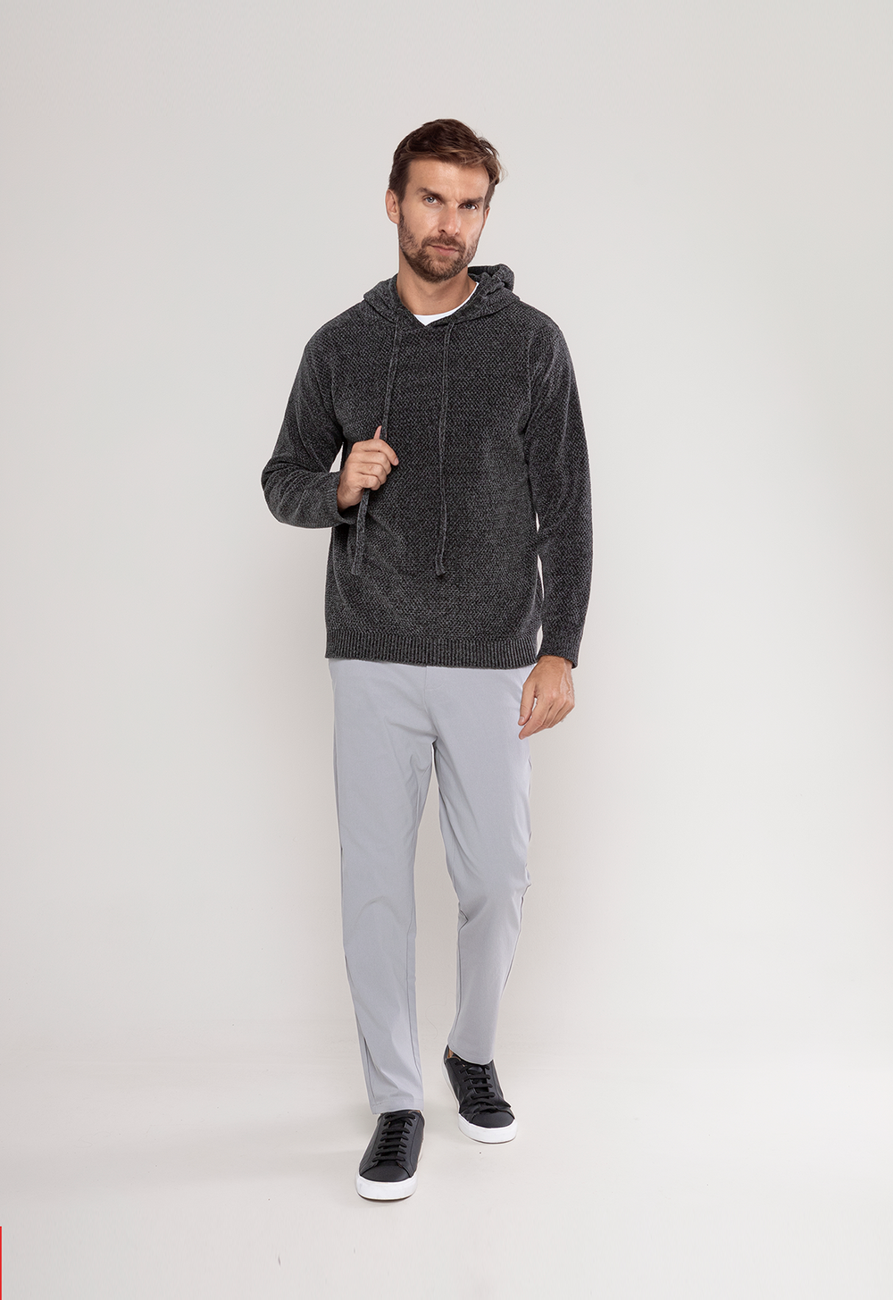 Tricot Mesclado C/ Capuz Cinza