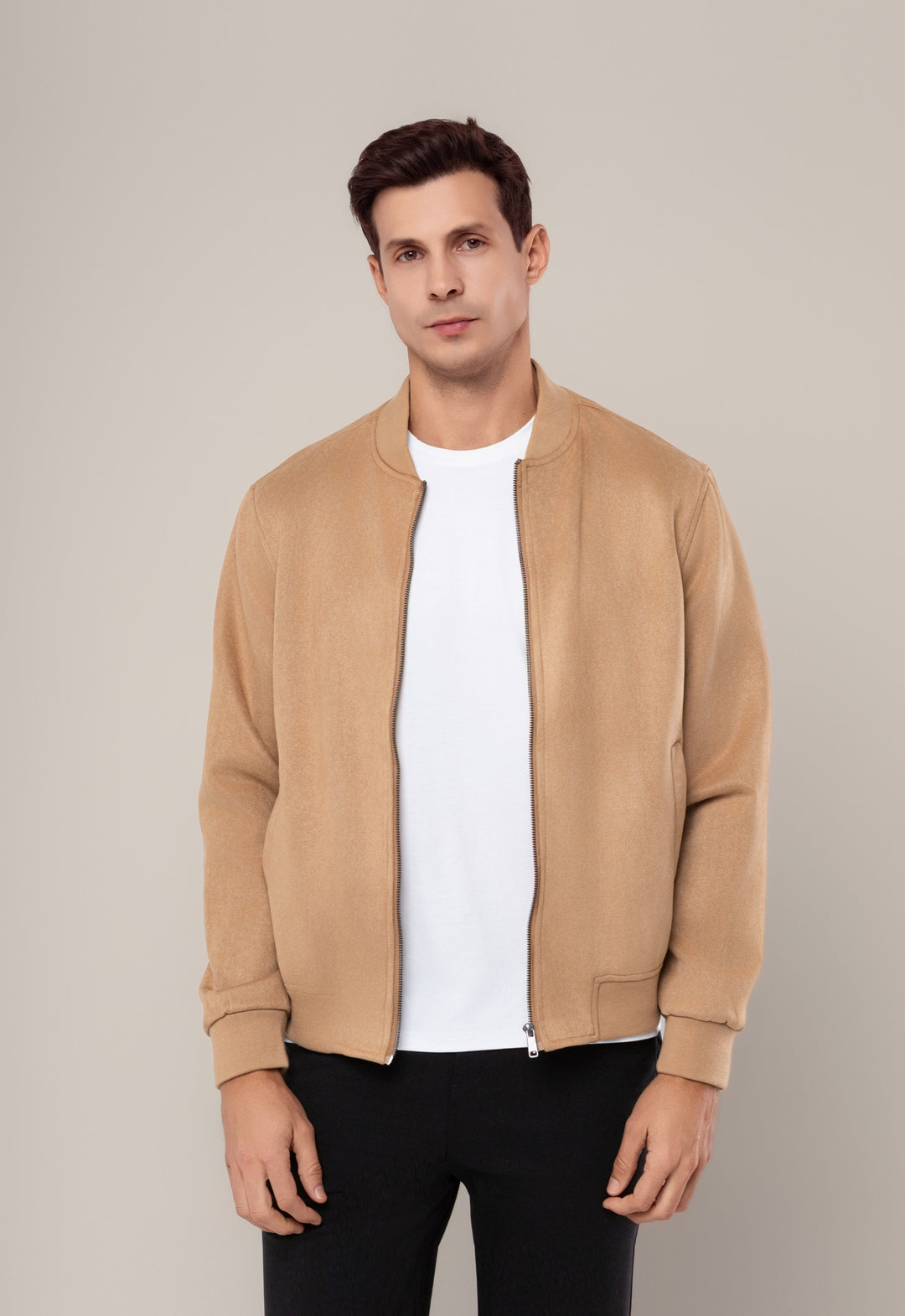 Jaqueta Bomber Suede Berlim Caramelo