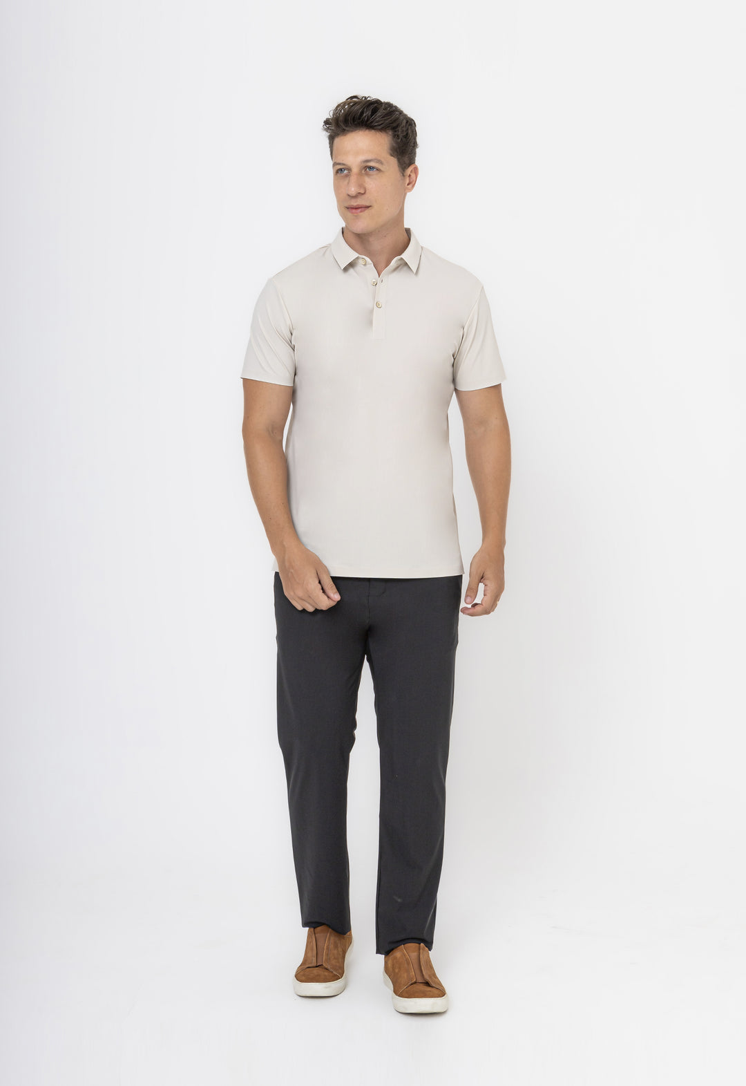 Polo Dry-Fit Motion Texturizada Bege