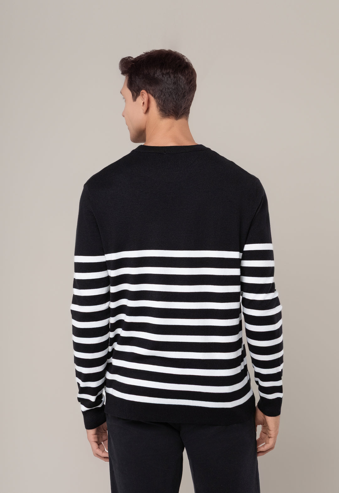 SUÉTER MODAL ALPINE LISTRADO PRETO E BRANCO