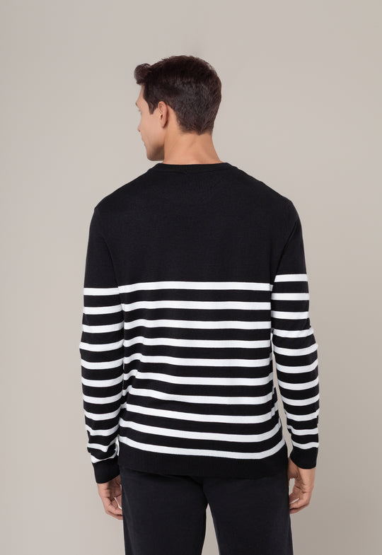 SUÉTER MODAL ALPINE LISTRADO PRETO E BRANCO