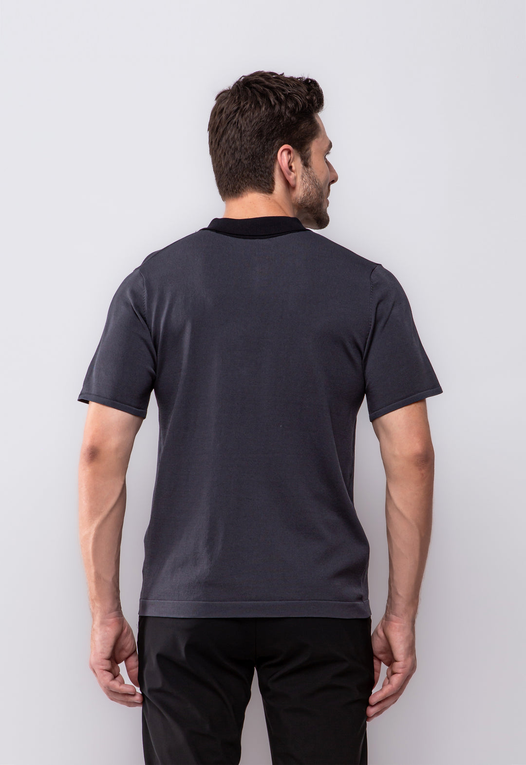 Polo Tricot Zip Cinza