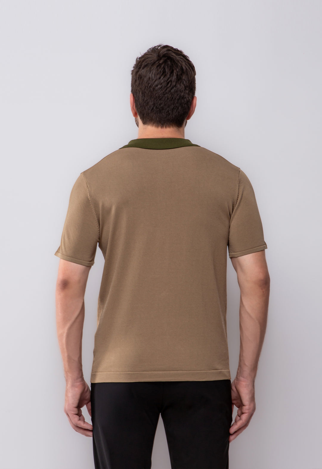 Polo Trico Zip Caqui