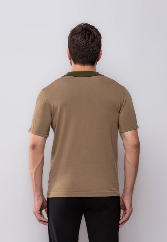 Polo Trico Zip Caqui