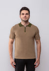 Polo Trico Zip Caqui