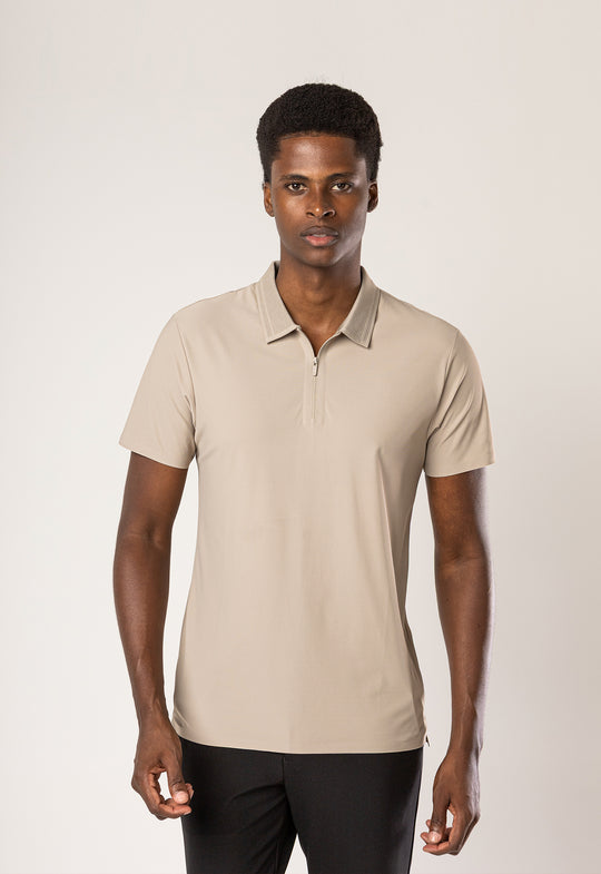 Polo Dry-Fit Motion Zip Caqui