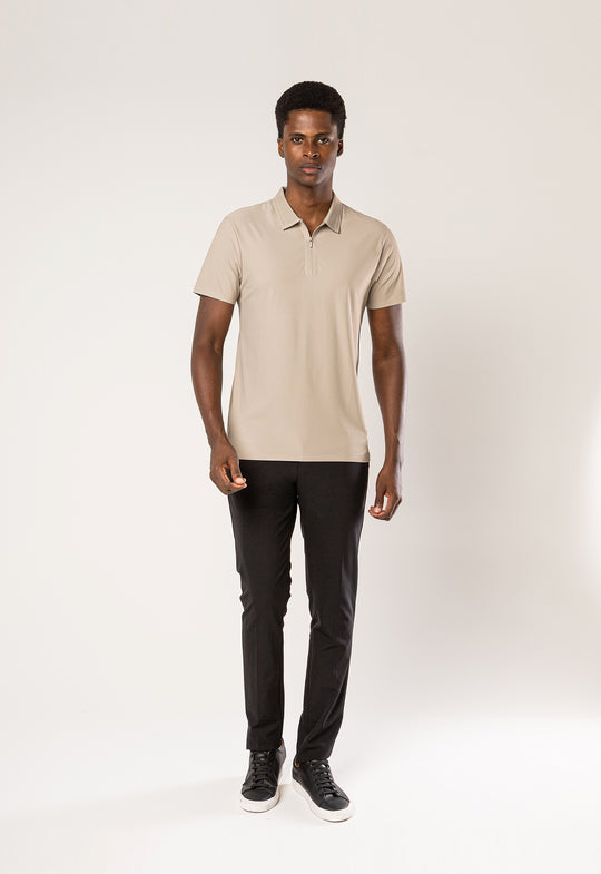 Polo Dry-Fit Motion Zip Caqui