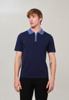 Polo Tricot Zip Azul