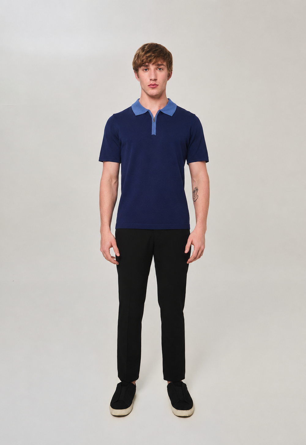 Polo Tricot Zip Azul