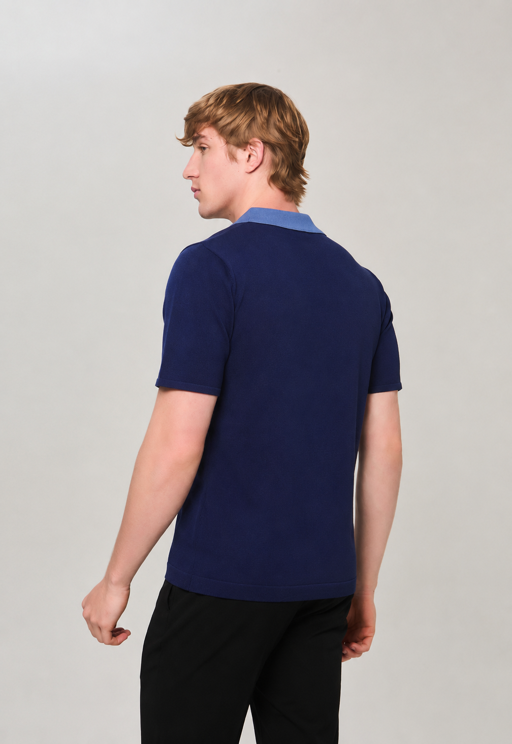Polo Tricot Zip Azul