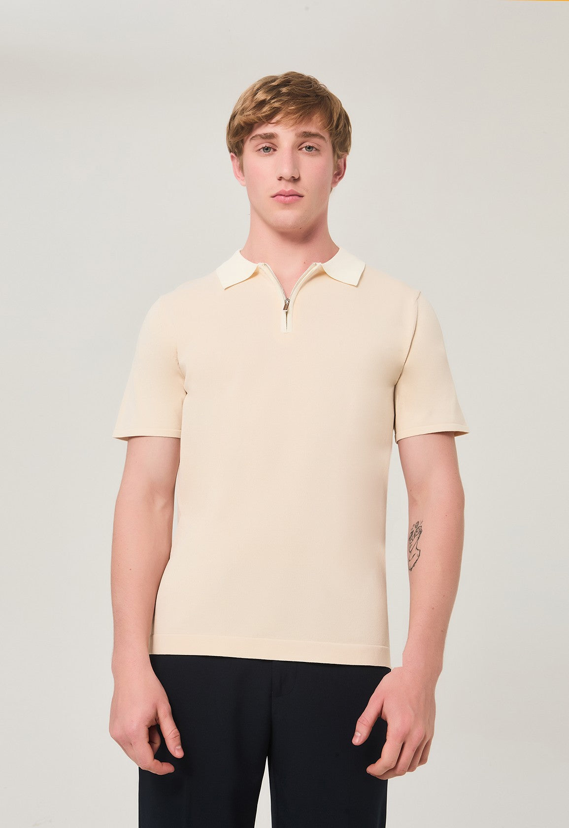 Polo Tricot Zip Bege