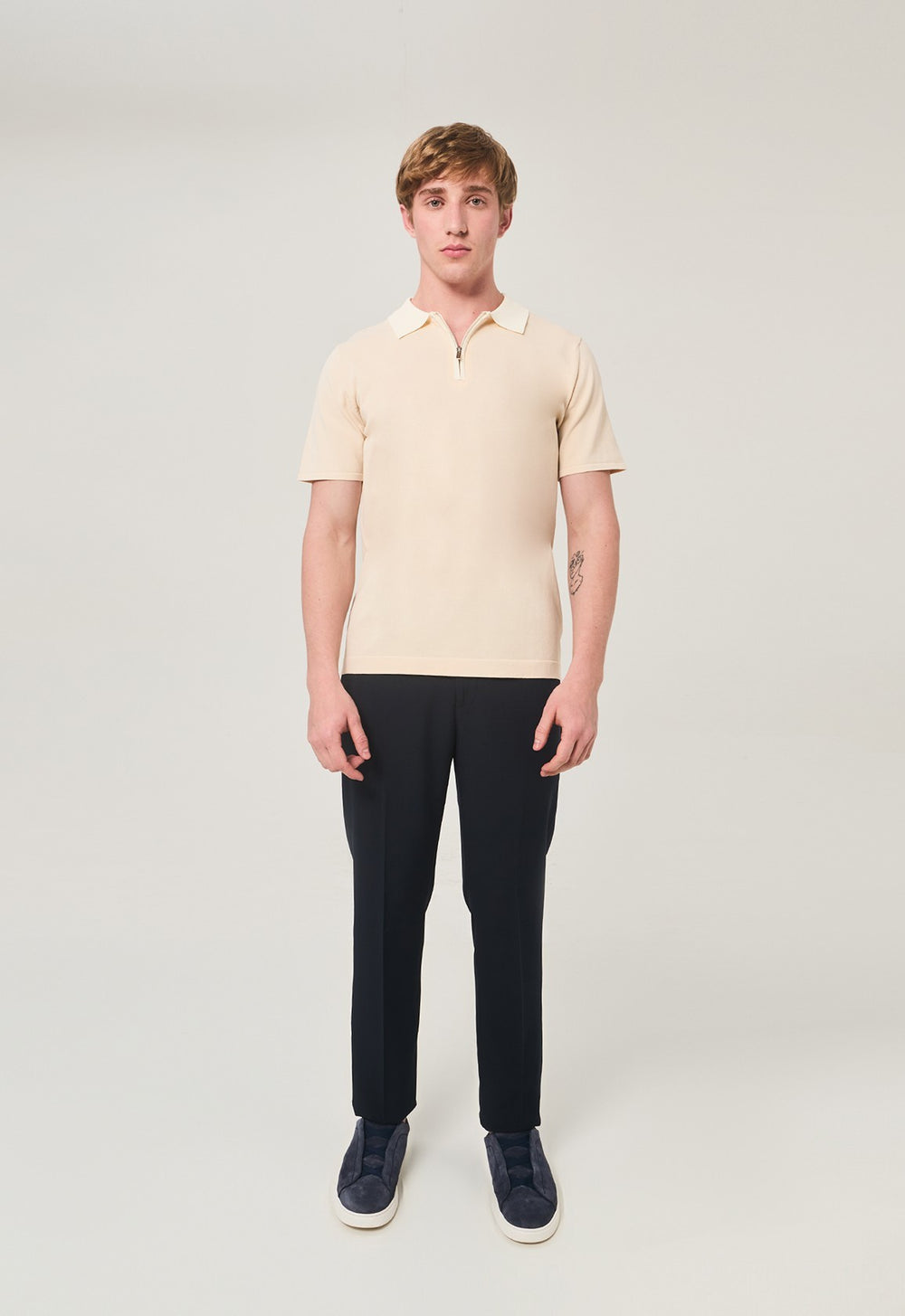 Polo Tricot Zip Bege