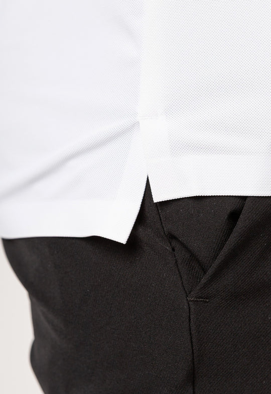 Polo Dry Fit Zíper C/ Gola Jackard Branca