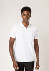 Polo Dry Fit Zíper C/ Gola Jackard Branca