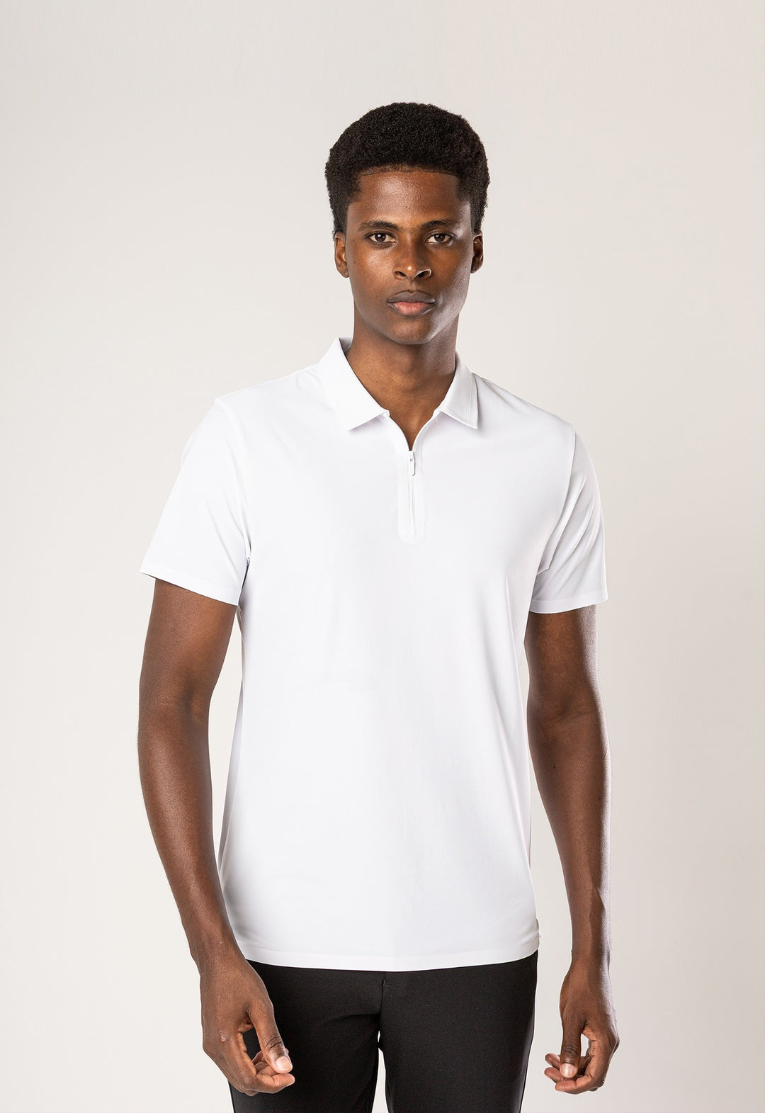 POLO DRY FIT ZÍPER C/ GOLA JACKARD BRANCA